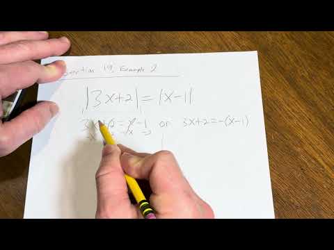 Solve |3x + 2| = |x - 1| || Two Absolute Values || Example from Superpowered College Algebra 1