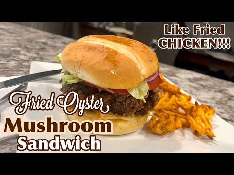 Vegan Fried Oyster Mushroom Sandwich Like Chick Fil A Copycat Recipe | How To Fry Oyster Mushrooms