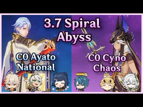 F2P C0 Ayato National Vaporize + C0 Cyno Chaos | 3.7 Spiral Abyss | Floor 12 Continuous