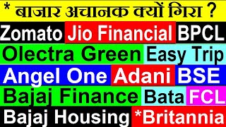 बाजार अचानक क्यों गिरा🔴Bajaj Finance🔴Adani🔴BSE🔴Zomato🔴Bajaj Housing🔴Bata🔴FCL🔴Jio Financial🔴Angel One