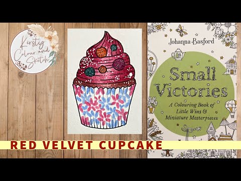 Colour along in Johanna Basford Small Victories ~ Red velvet Cupcake (ink disaster)