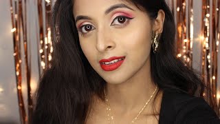 CHRISTMAS MAKEUP TUTORIAL | WEARABLE RED EYE MAKEUP LOOK | SARBANI DEBROY