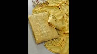 Embroidered Chanderi Suits || Embroidered Chiffon Dupatta || Santun Bottom || Lowest Price