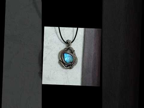 Newest original wire wrapped necklace with ocean blue labradorite crystal