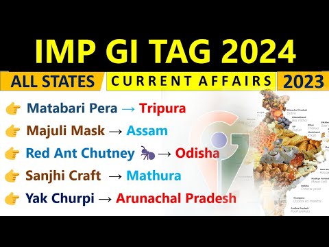 GI Tag 2024 Current Affairs | 2023 Revision | Static GK | Important GI Tag Of All States |